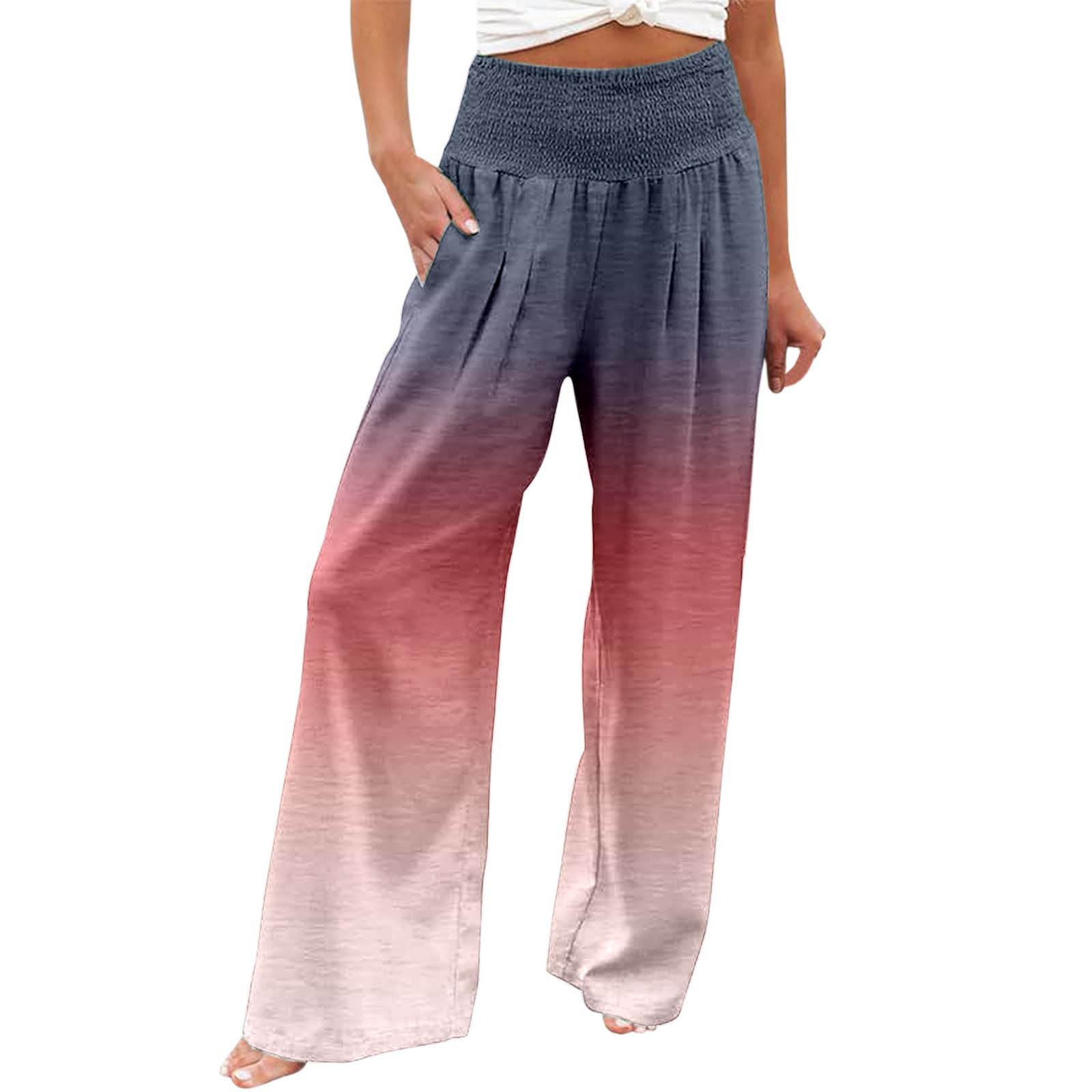 thumbnail image 1 of Pantalones anchos de cintura alta con estampado veraniego para mujer: cintura alta estilizada, bolsillos ocultos funcionales, transformación de moda para múltiples ocasiones., 1 of 5